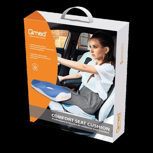 Синя антидекубитална възглавница Qmed Comfort с мемори пяна за инвалидна количка
-кутия
