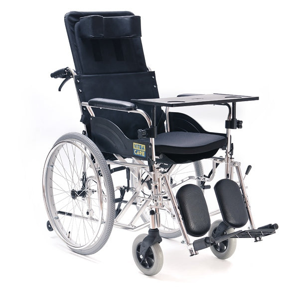 Черна рингова инвалидна количка Vitea Care Recliner VCWK703 с падаща облегалка
